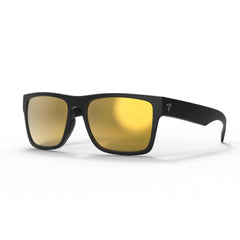 2026 popular matte black sunglasses with gold mirror lens featuring top-quality 2mm nylon lens for clarity, durability, and scratch resistance. Includes best-in-industry bio resin TR90 frame with Valley Rays V logo on the temple arm