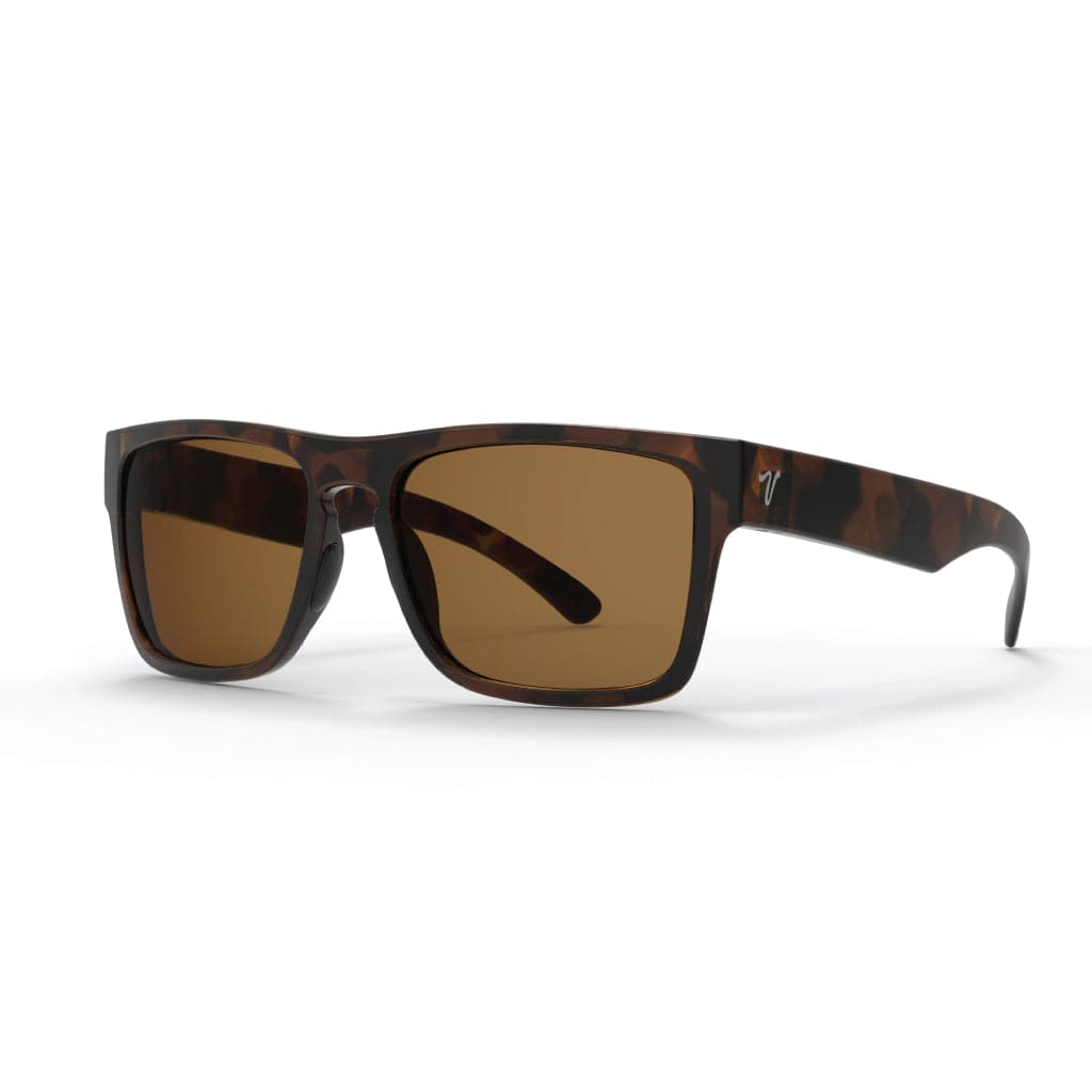2026 popular matte black sunglasses with brown lens featuring top-quality 2mm nylon lens for clarity, durability, and scratch resistance. Includes best-in-industry bio resin TR90 frame with Valley Rays V logo on the temple arm