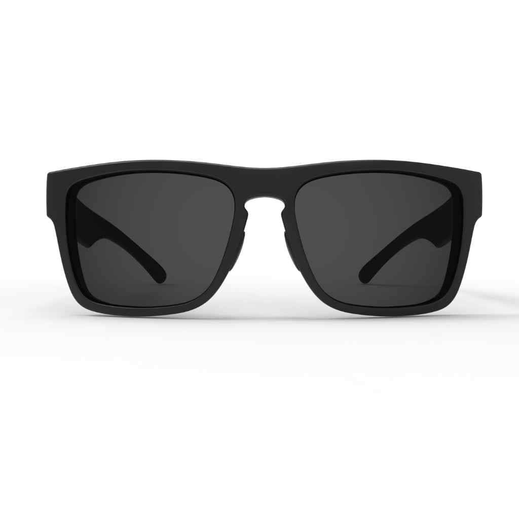 2026 popular matte black sunglasses with grey lens featuring top-quality 2mm nylon lens for clarity, durability, and scratch resistance. Includes best-in-industry bio resin TR90 frame with Valley Rays V logo on the temple arm